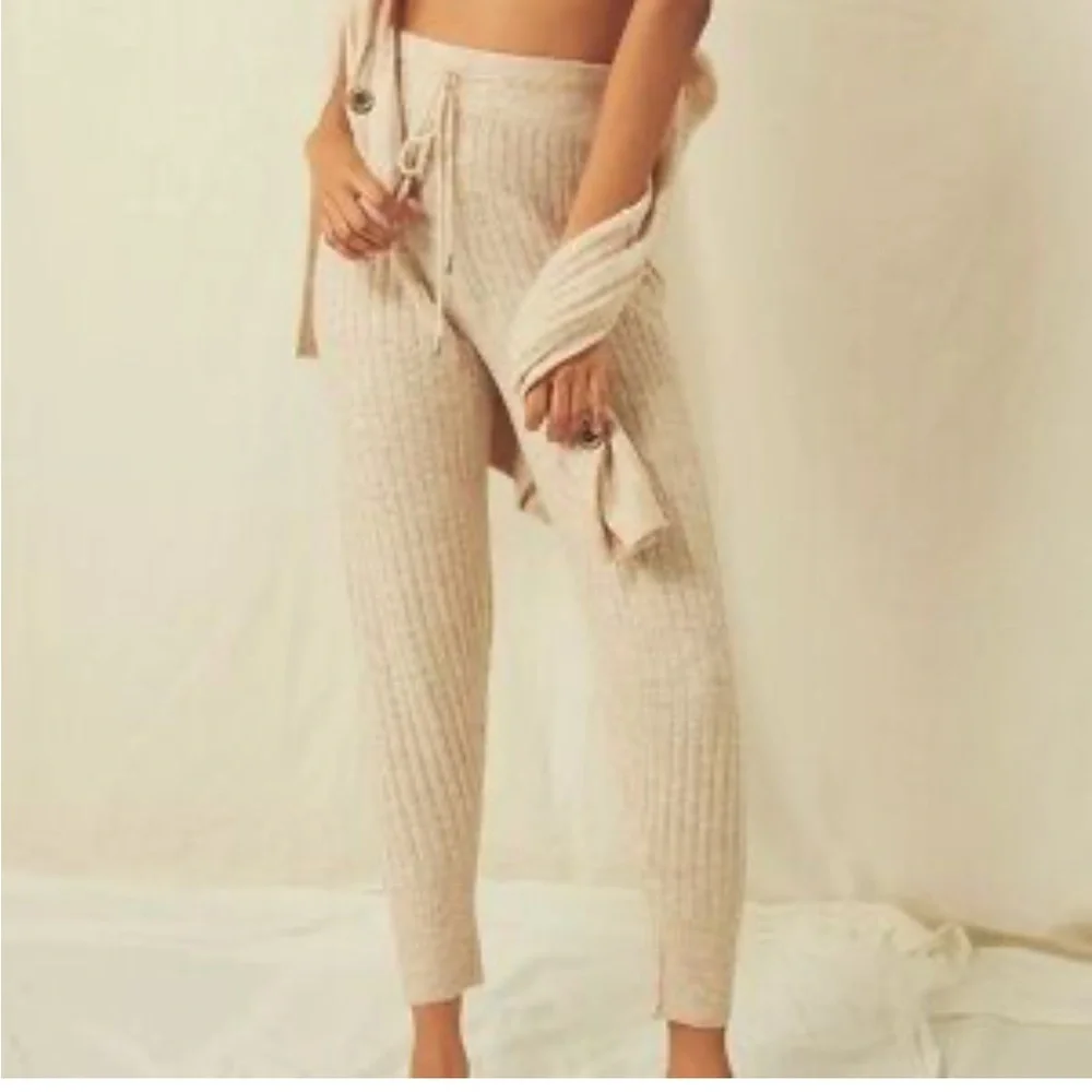 Free People Beach Around The Clock Ribbed Knit  Joggers Pants Sz M